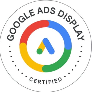 Google Ads Display certified badge with colorful ring design and text on circular seal