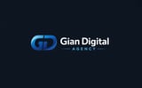 Gian Digital Agency logo with blue GD initials and white text on dark background